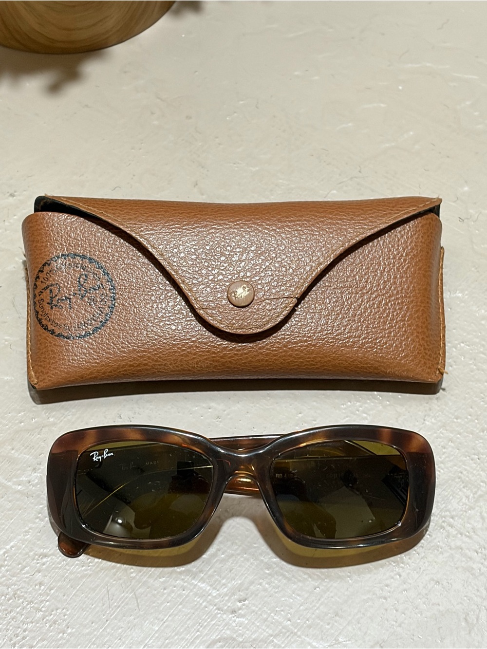 Ray-Ban RB 4122 Tortoise Shell Square Sunglasses Brown Frame Green Lenses